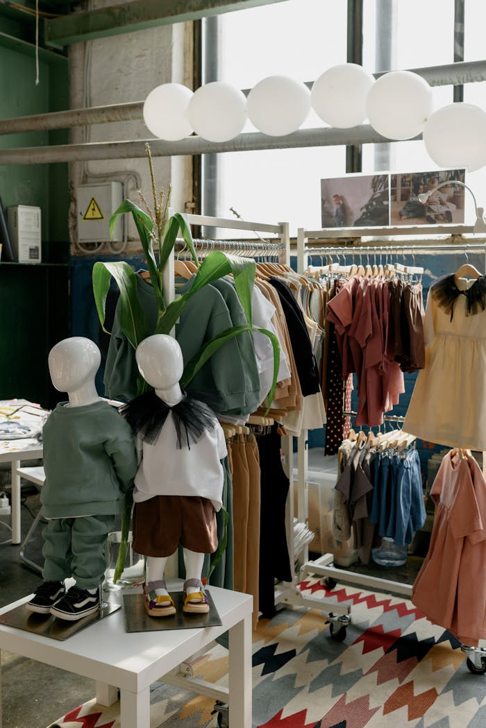 journey Modern kids clothing store with stylish outfits on display. Perfect for trendy childrens fashion.
